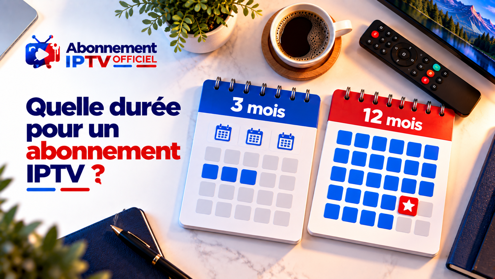 Calendriers 3 mois et 12 mois pour choisir la durée d’un abonnement IPTV